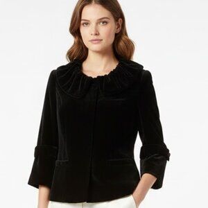 Lafayette 148 New York Black Velvet Blazer Jacket Luxury Size 6 Like New